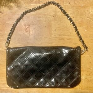 Loft Elegant Black Quilted Chain Shoulder Bag